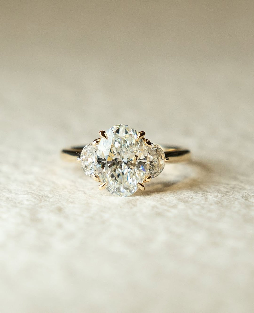 1.0-2.0 CT Oval ⁠Cut Lab Grown Diamond Three Stone Engagement Ring