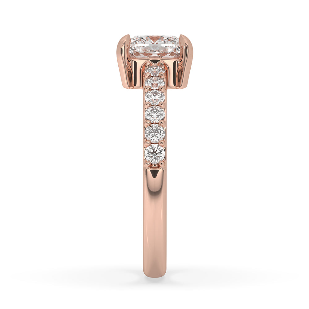 Rose Gold Lab Grown Cushion Cut Diamond Ring Secondary image