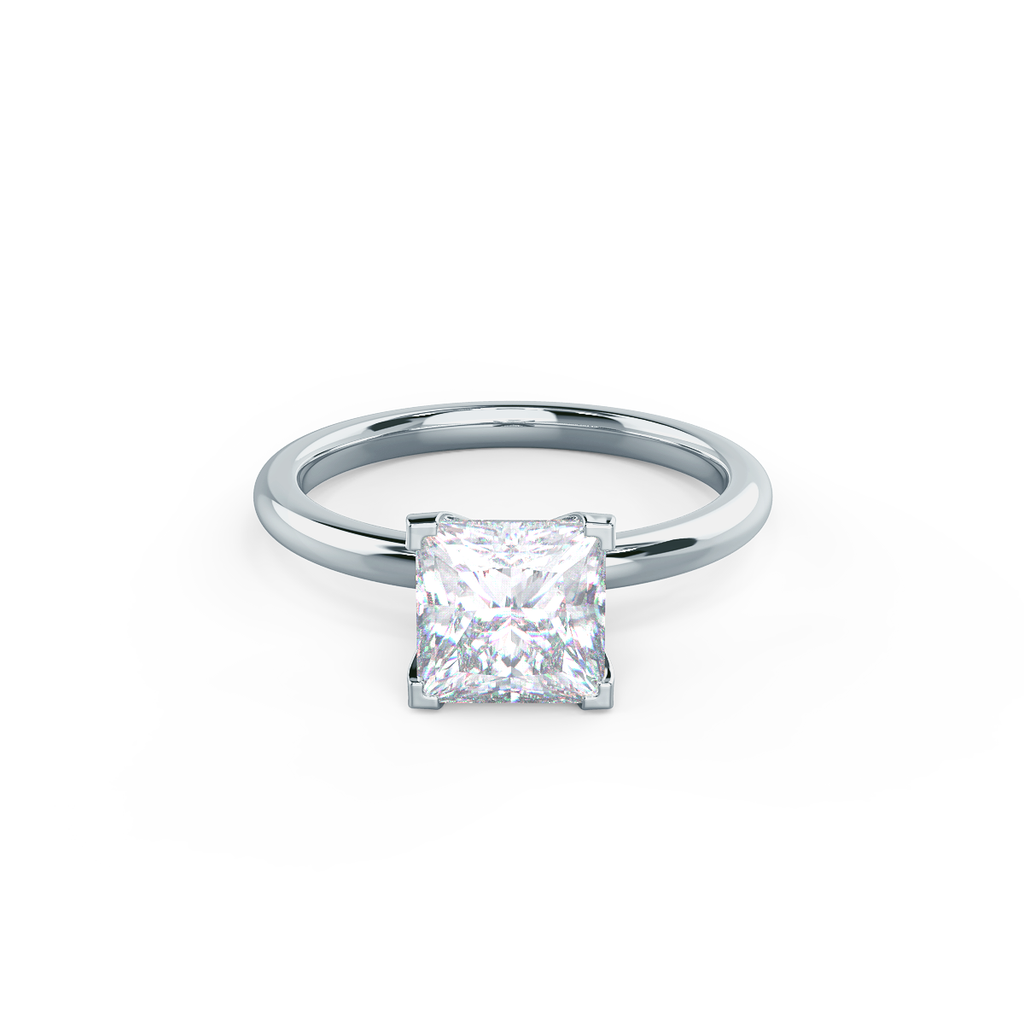 1.75 CT Princess Cut Moissanite Solitaire Engagement Ring