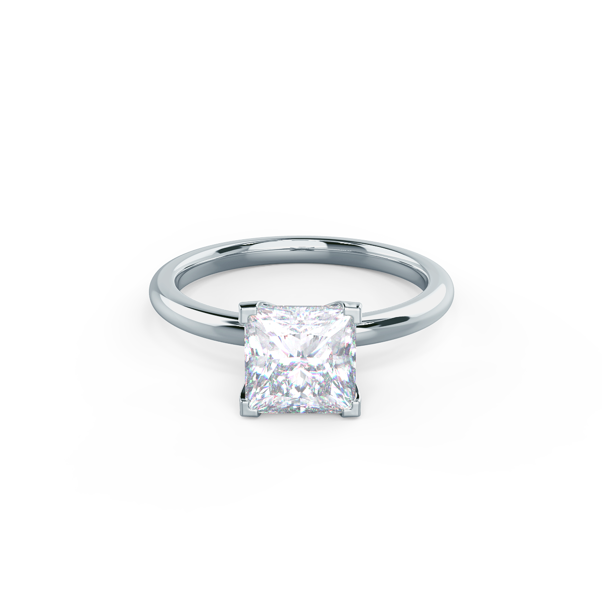 1.75 CT Princess Cut Moissanite Solitaire Engagement Ring