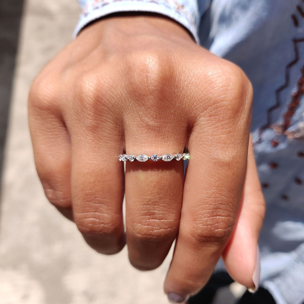 Floating Bubble Wedding Band In White Gold