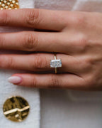 3.0 CT Radiant Cut Hidden Halo Moissanite Engagement Ring