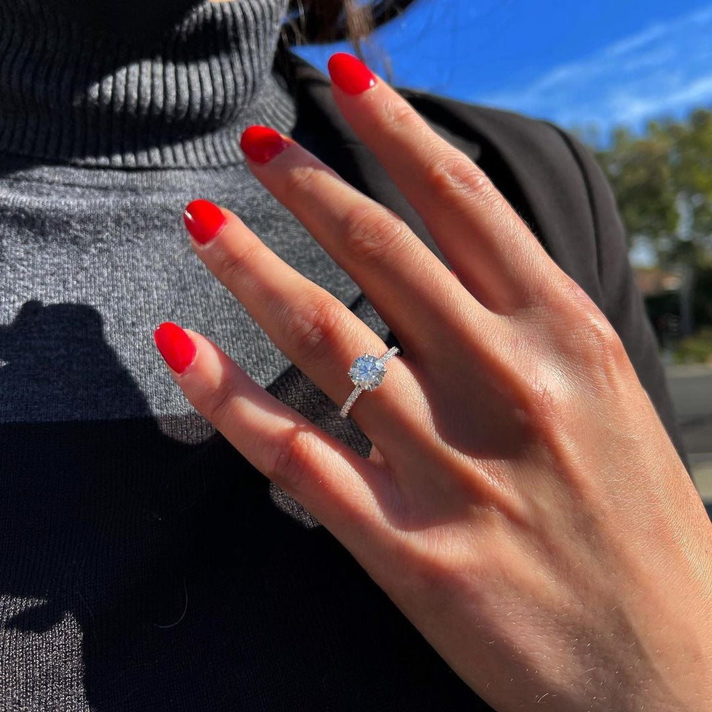 1.50 CT Round Cut Moissanite Pave Setting Engagement Ring