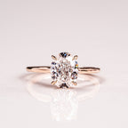 2.0 CT Oval Moissanite Solitaire Engagement Ring With Hidden Halo Setting