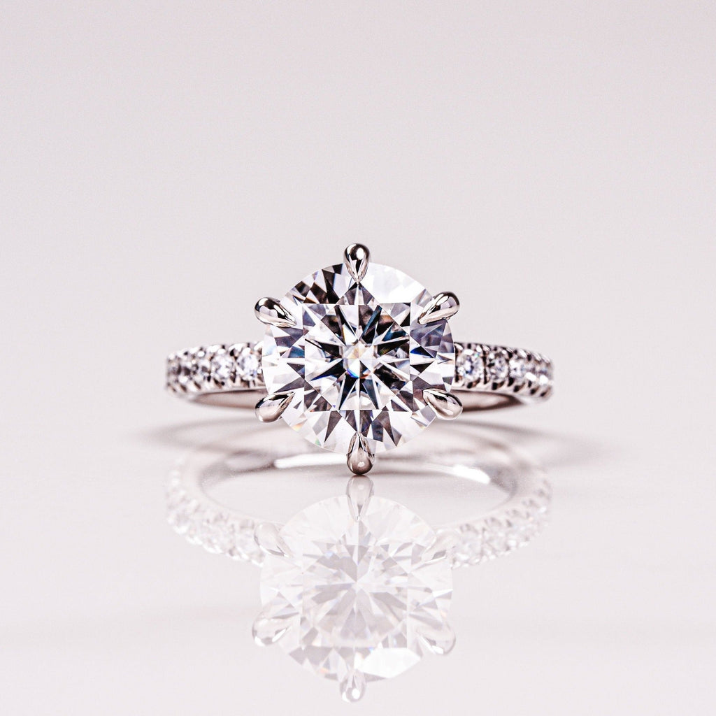 2.50 CT Round Moissanite Pave Setting Engagement Ring
