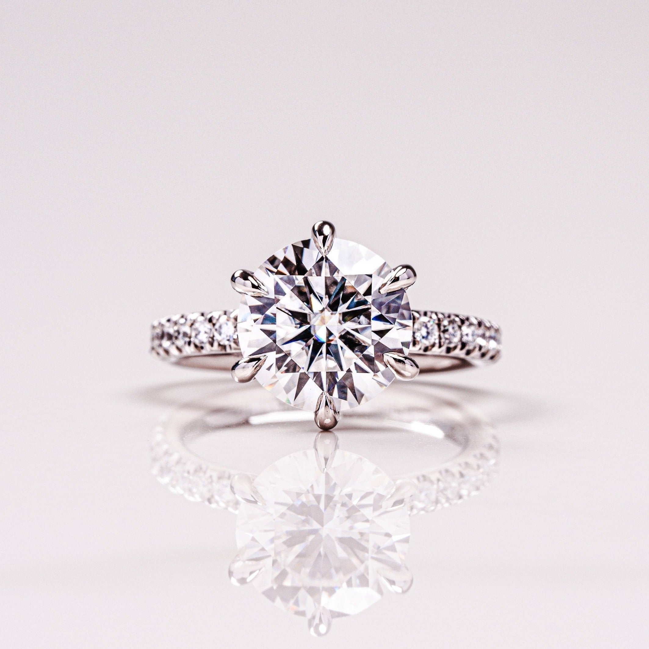 2.50 CT Round Moissanite Pave Setting Engagement Ring