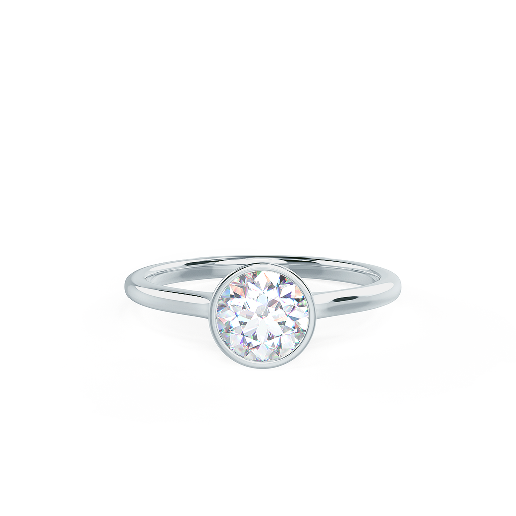 1.5 CT Round Cut Moissanite Bezel Engagement Ring