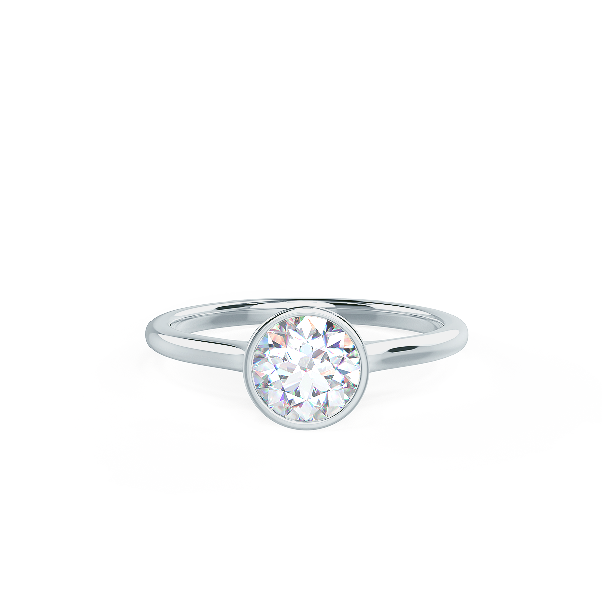 1.5 CT Round Cut Moissanite Bezel Engagement Ring