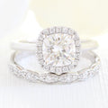 1.65CT Cushion Cut Moissanite Halo Bridal Ring Set