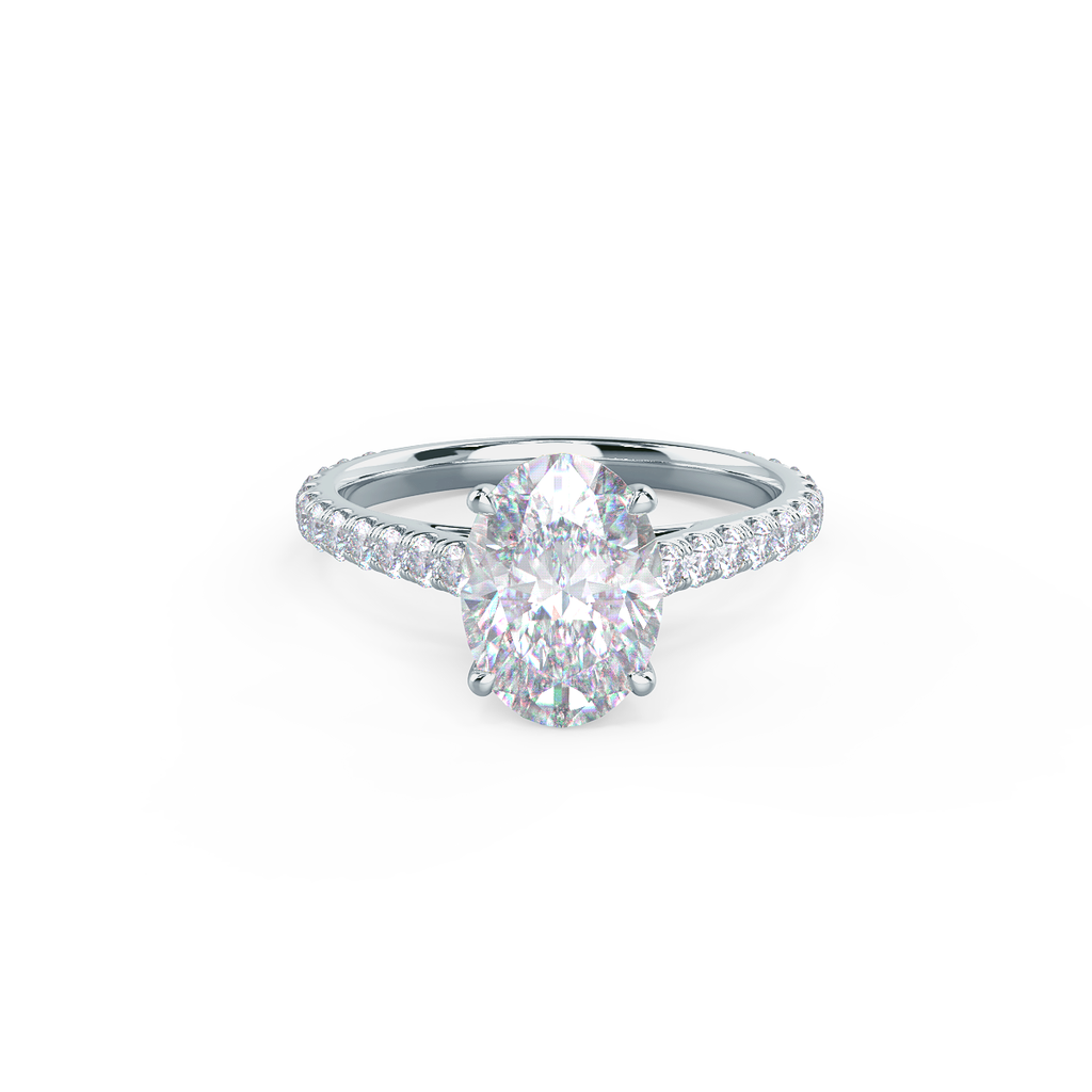 2.50 CT Oval Moissanite Pave Setting Engagement Ring