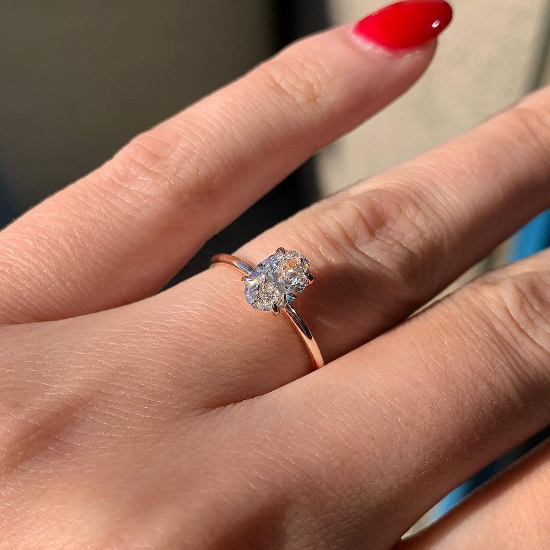 0.84 CT Oval Cut Moissanite Solitaire Style Engagement Ring