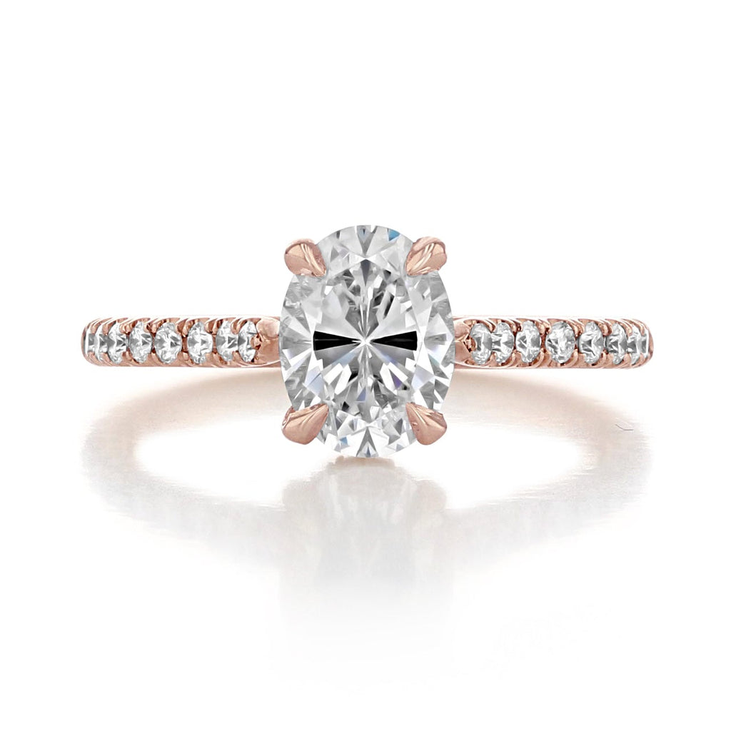 1.33CT Oval Cut Hidden Halo Moissanite Engagement Ring