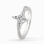 Kite Cut Engagement Ring in Pave Style – Elegant Design