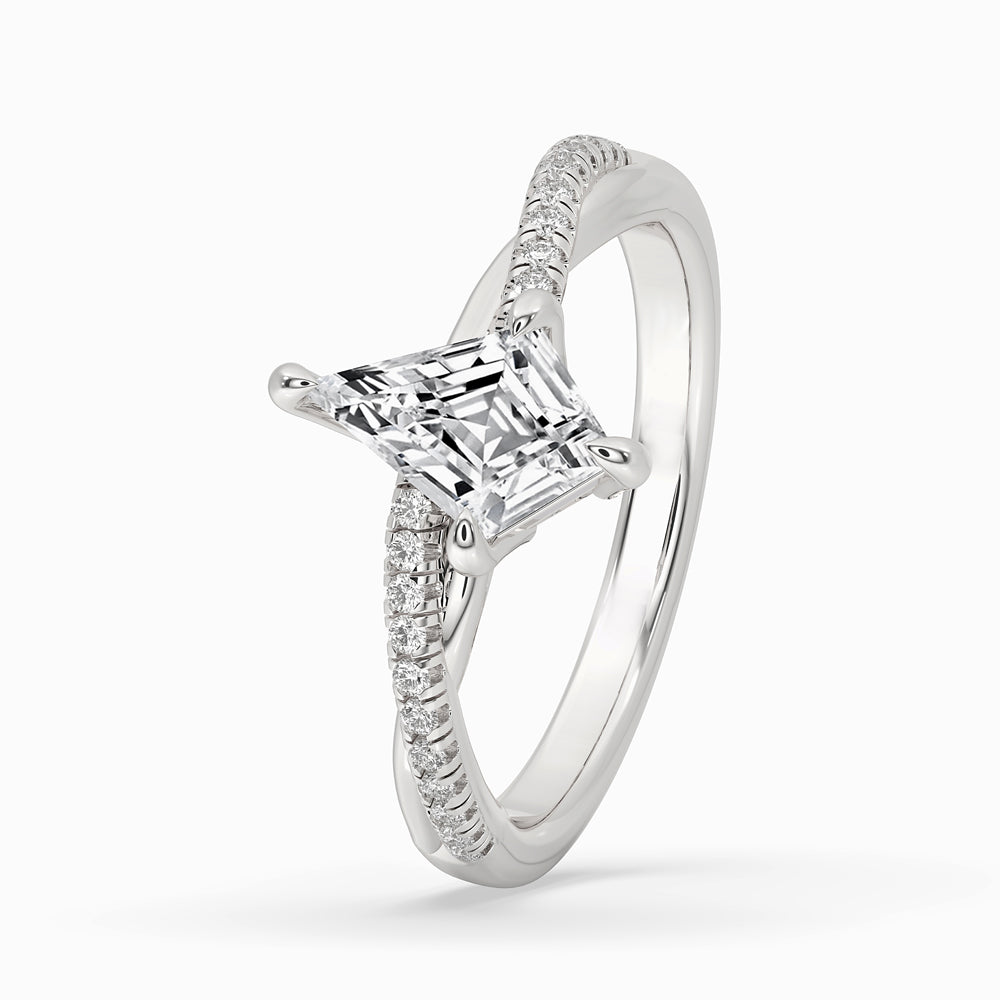 Kite Cut Engagement Ring in Pave Style – Elegant Design