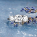 1.0CT Round Cut Three Stone Style Moissanite Engagement Ring