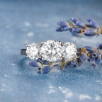 1.0CT Round Cut Three Stone Style Moissanite Engagement Ring
