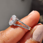 Oval Shaped Engagement Ring with Split Pave Band