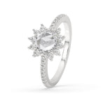 Rose Cut Engagement Ring - Halo Setting