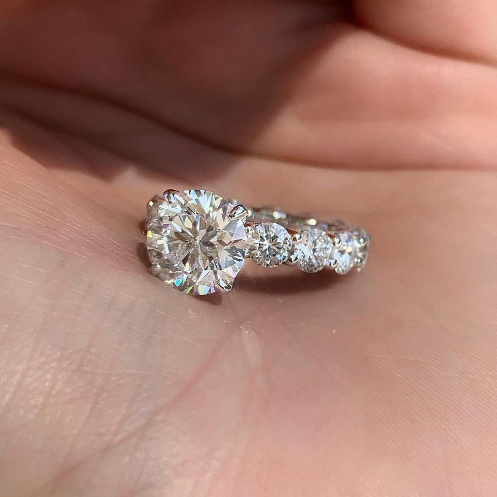 1.40 CT Round Cut Moissanite Pave Style Engagement Ring