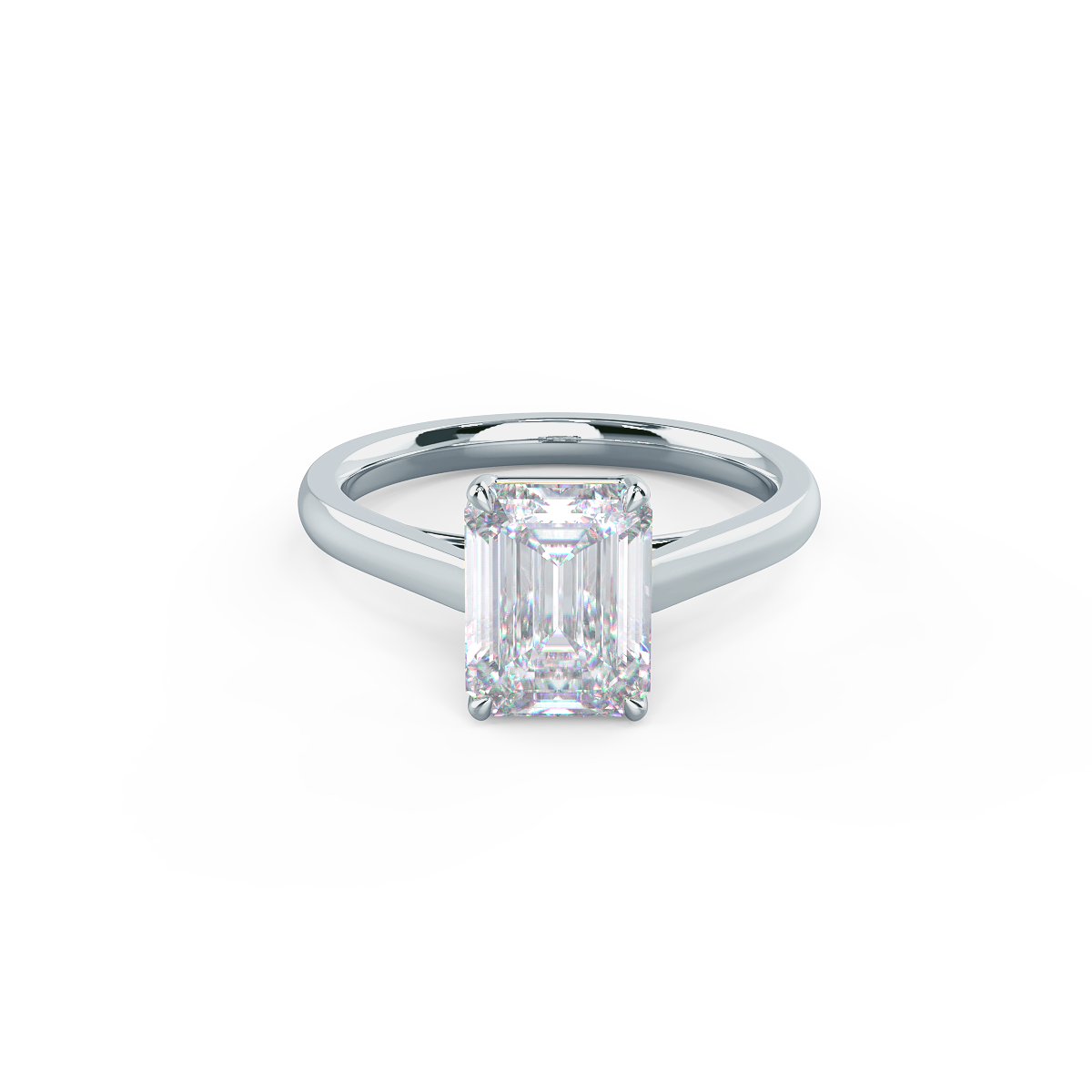 1.75 CT Emerald Cut Moissanite Solitaire Engagement Ring