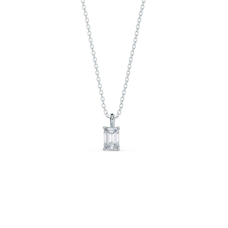 0.70 CT-1.50 CT Emerald Cut Moissanite Solitaire Necklace