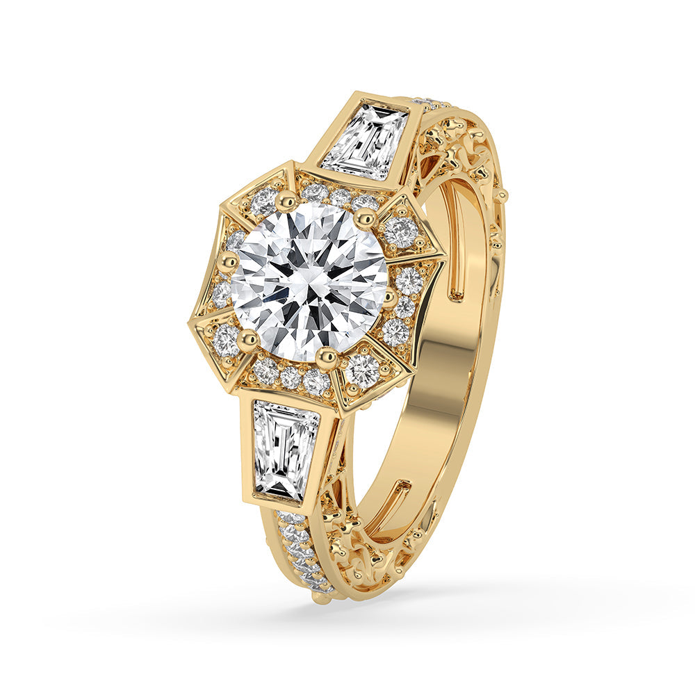 Vintage Diamond Ring with Round Center Stone Secondary image