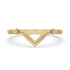 V Shaped Wedding Band - Milgrain Design