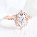 1.50 CT Oval Cut Cluster Moissanite Engagement Ring