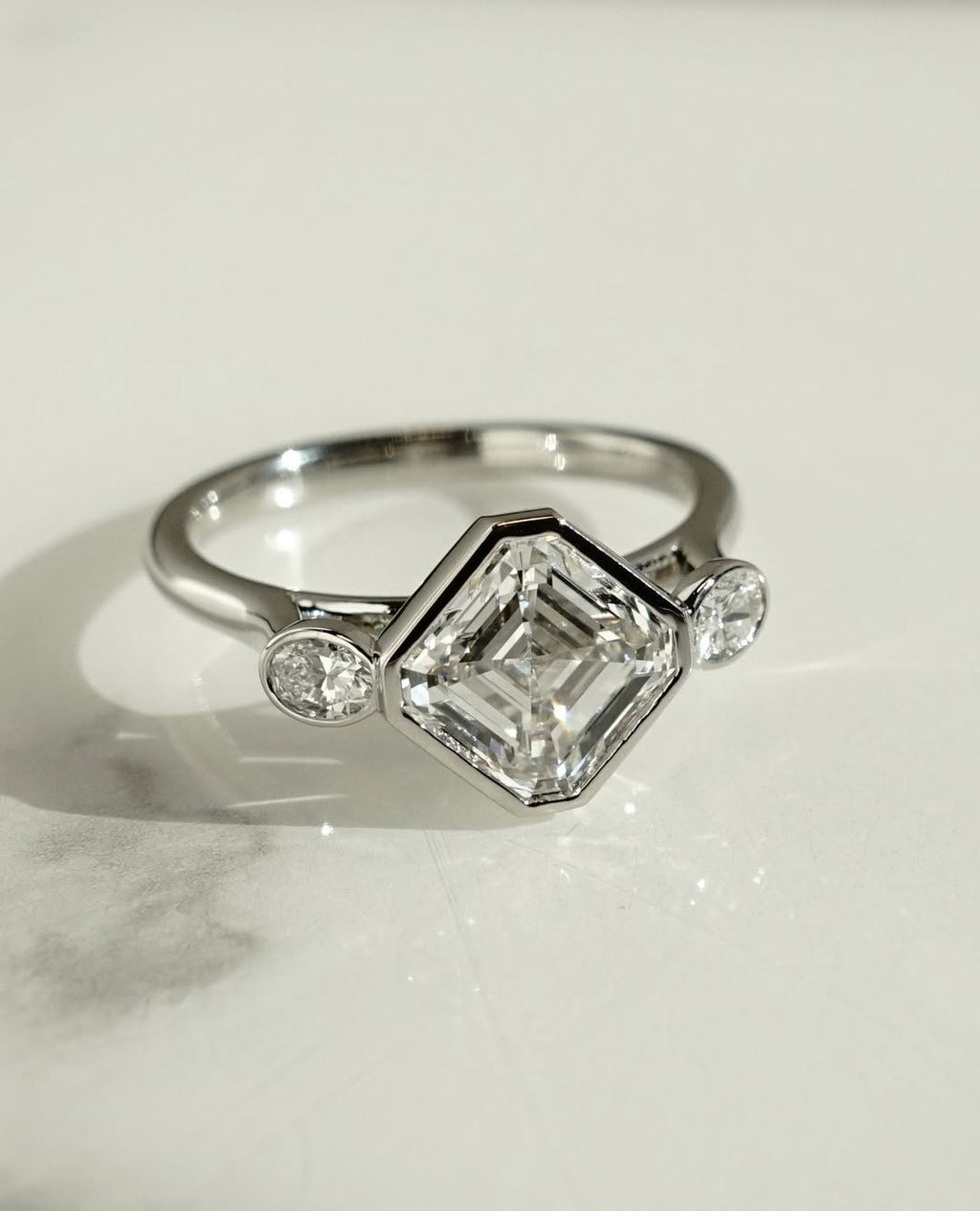 1.50 -3.50  CT Asscher ⁠Cut Lab Grown Diamond Bezel Engagement Ring