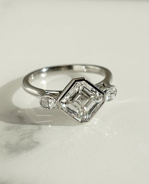 1.50 -3.50  CT Asscher ⁠Cut Lab Grown Diamond Bezel Engagement Ring