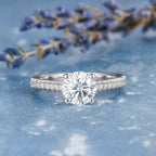 1.50CT Round Moissanite Solitaire Pave Setting Engagement Ring
