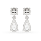 White Gold Drop Earrings - Pear & Round Diamond