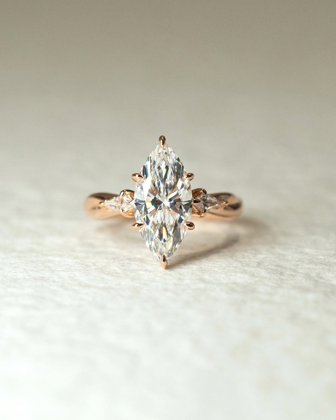 1.0 -3.0 CT Marquise ⁠Cut Lab Grown Diamond Three Stone Engagement Ring Main image