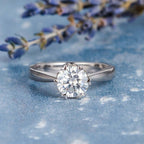 1.0CT Round Brilliant Cut Solitaire Style Moissanite Engagement Ring