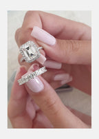 3.0 CT Emerald Moissanite Halo Setting Engagement Ring