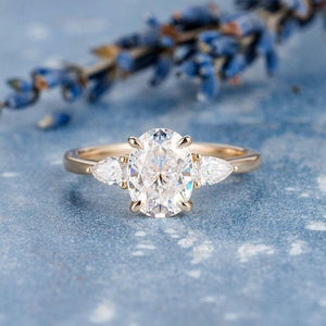 1.50 CT Oval Cut Three Stone Moissanite Engagement Ring