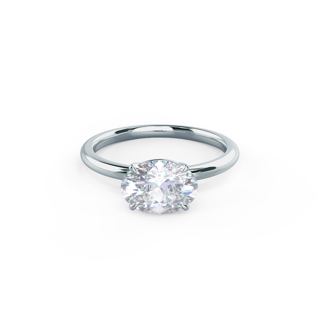 2.0 CT East-West Oval Cut Moissanite Solitaire Engagement Ring