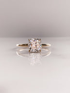 2.50 CT Cushion Moissanite Solitaire Engagement Ring With Hidden Halo Setting