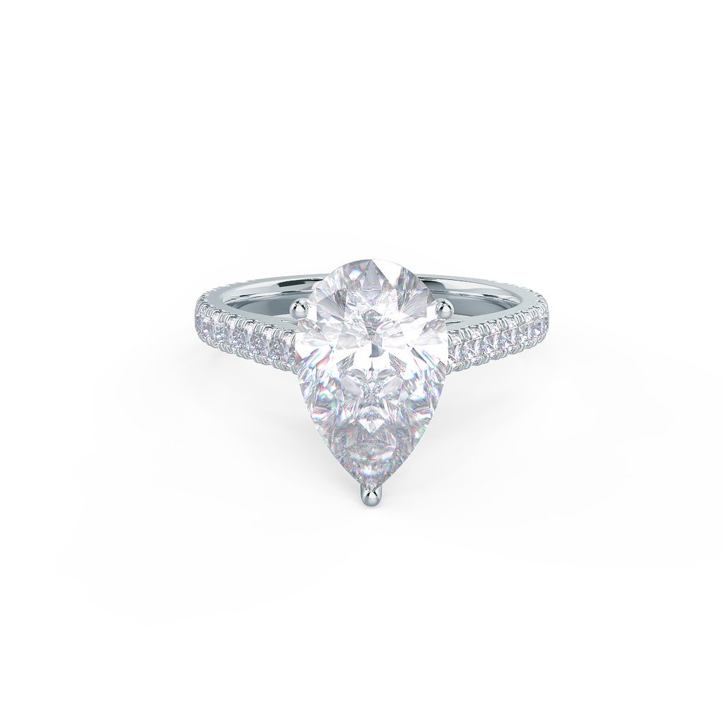 2.25 CT Pear Moissanite Pave Setting Engagement Ring