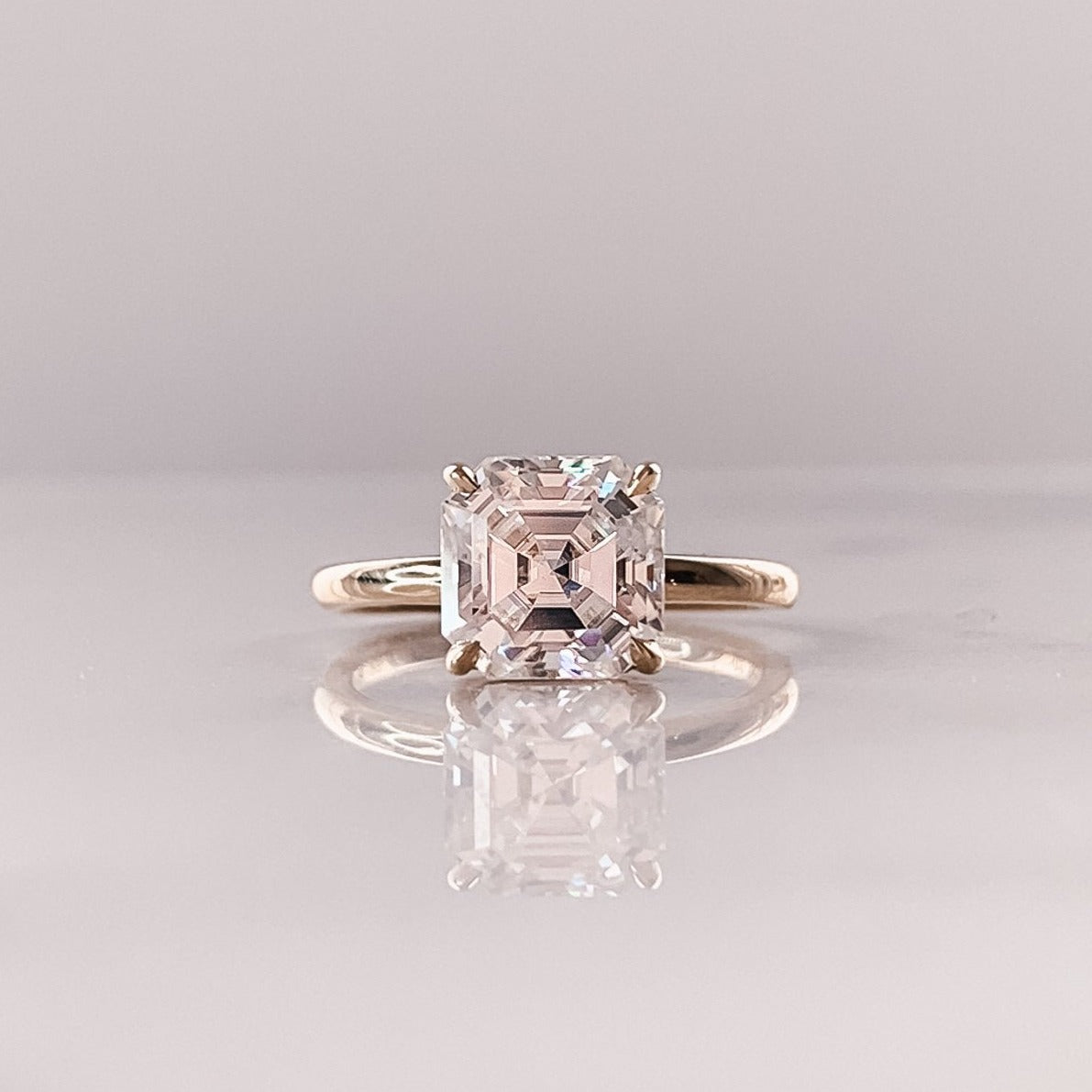 4.0 CT Asscher Moissanite Solitaire Engagement Ring Main image