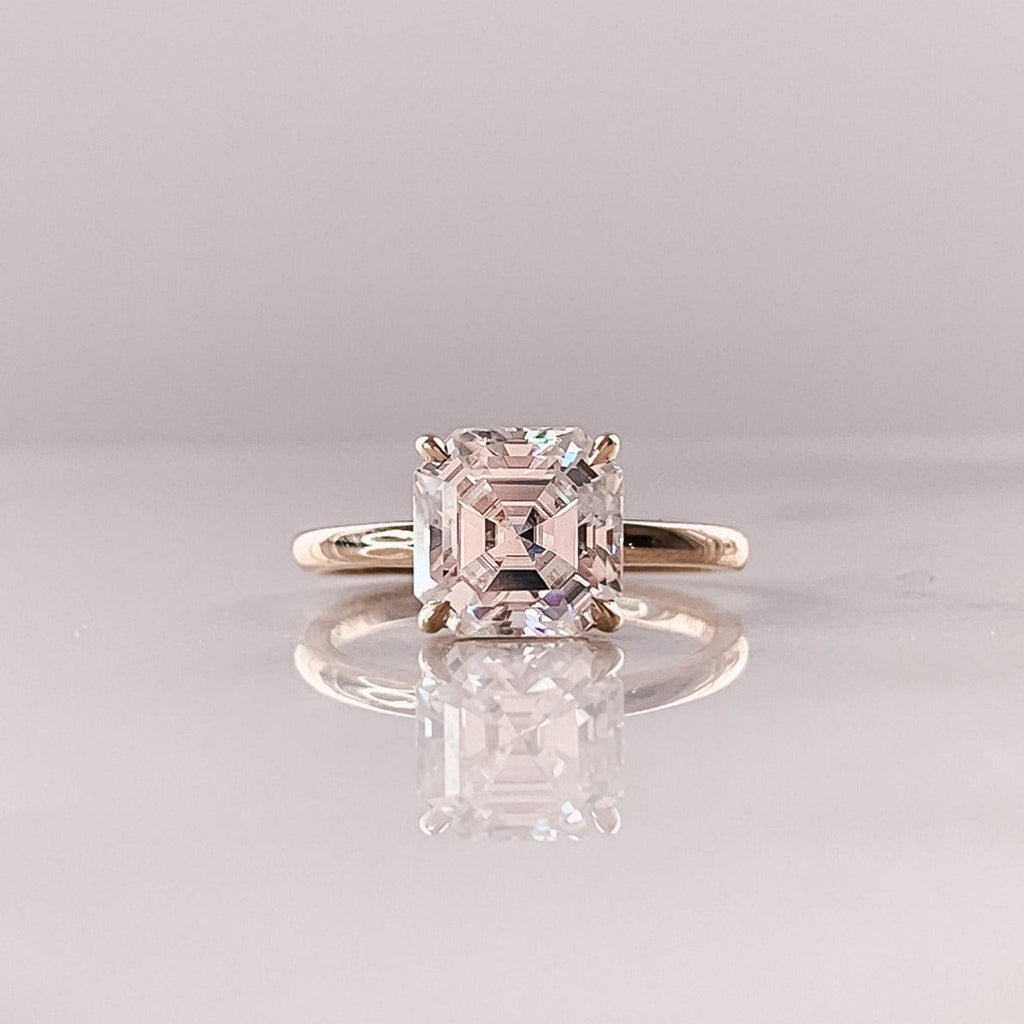 4.0 CT Asscher Moissanite Solitaire Engagement Ring