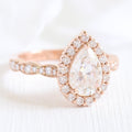 1.50 CT Pear Cut Moissanite Halo Engagement Ring
