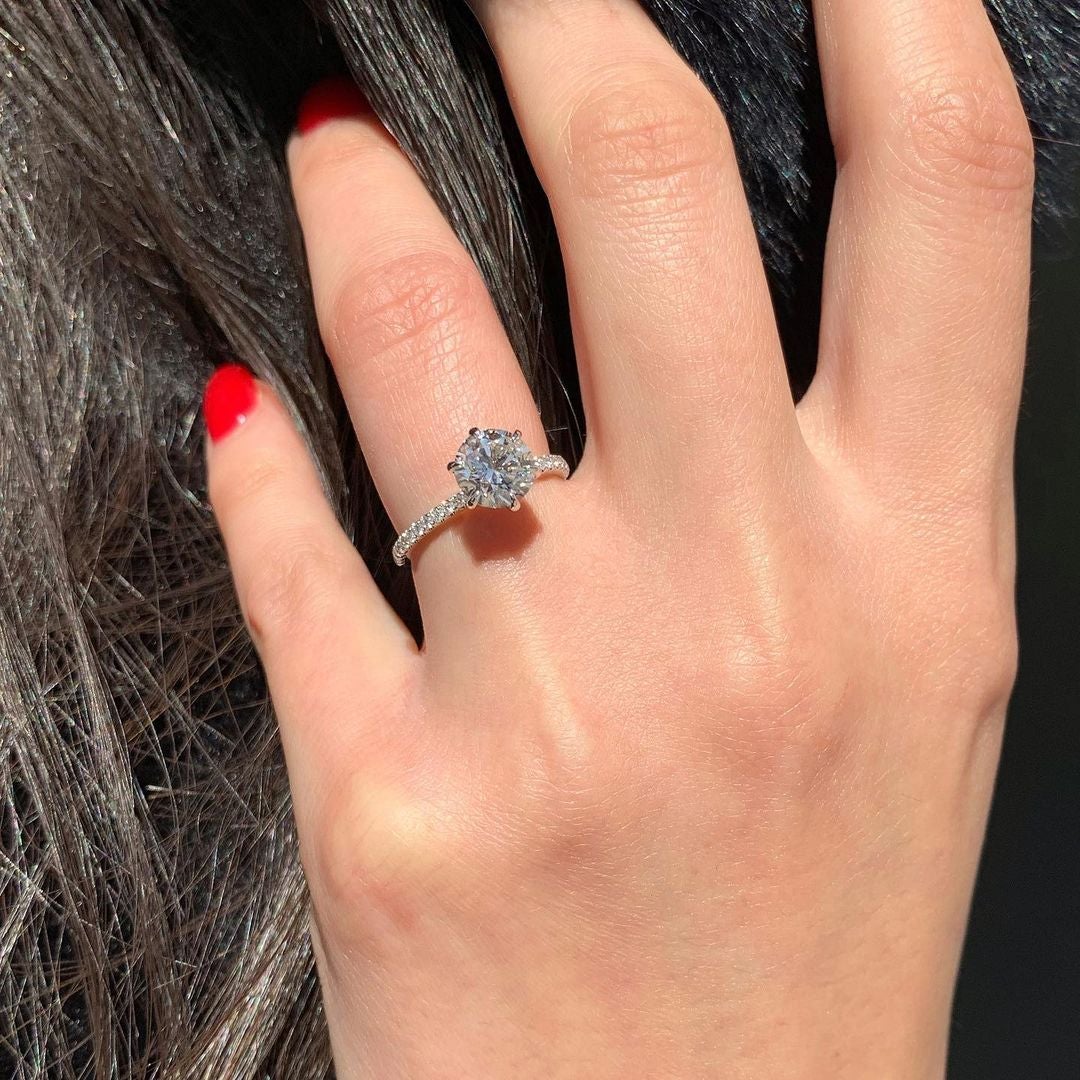 1.20 CT Round Cut Pave Style Moissanite Engagement Ring