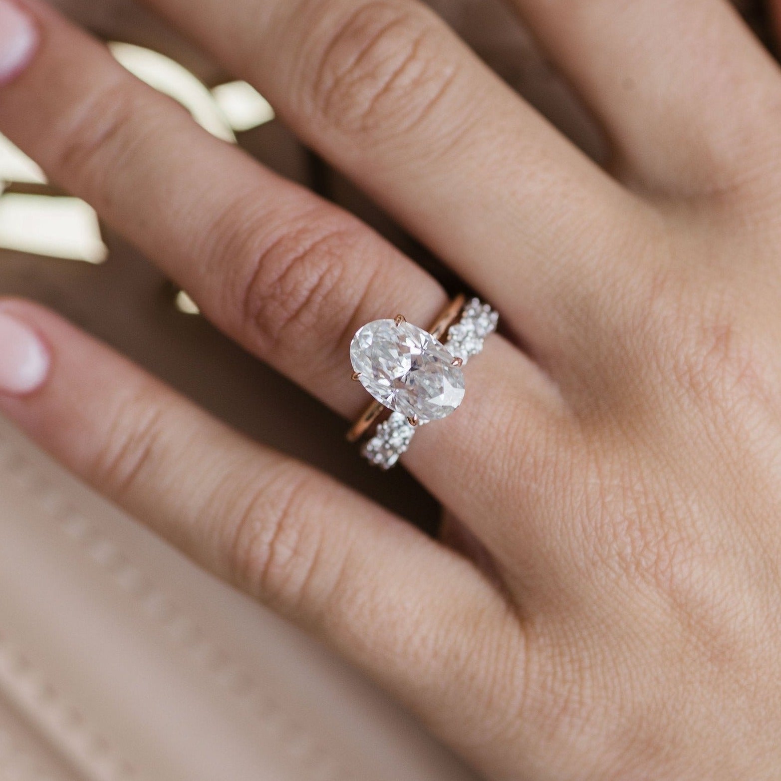 4.0 CT Elongated Oval Moissanite Solitaire Engagement Ring