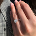 2.15 CT Cushion Cut Moissanite Halo Setting Engagement Ring