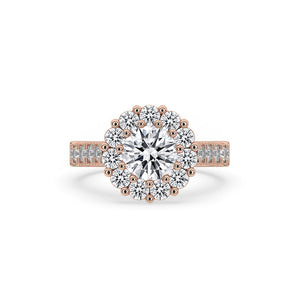 Halo Diamond Engagement Ring in Rose Gold