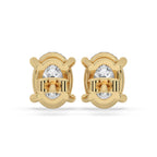 Oval Diamond Earrings with Yellow Gold Sparkle