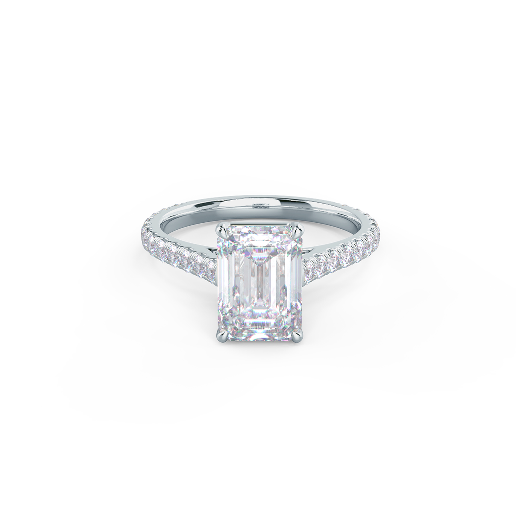 1.75 CT Emerald Cut Moissanite Pave Setting Engagement Ring