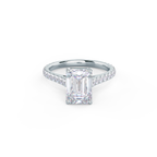 1.75 CT Emerald Cut Moissanite Pave Setting Engagement Ring