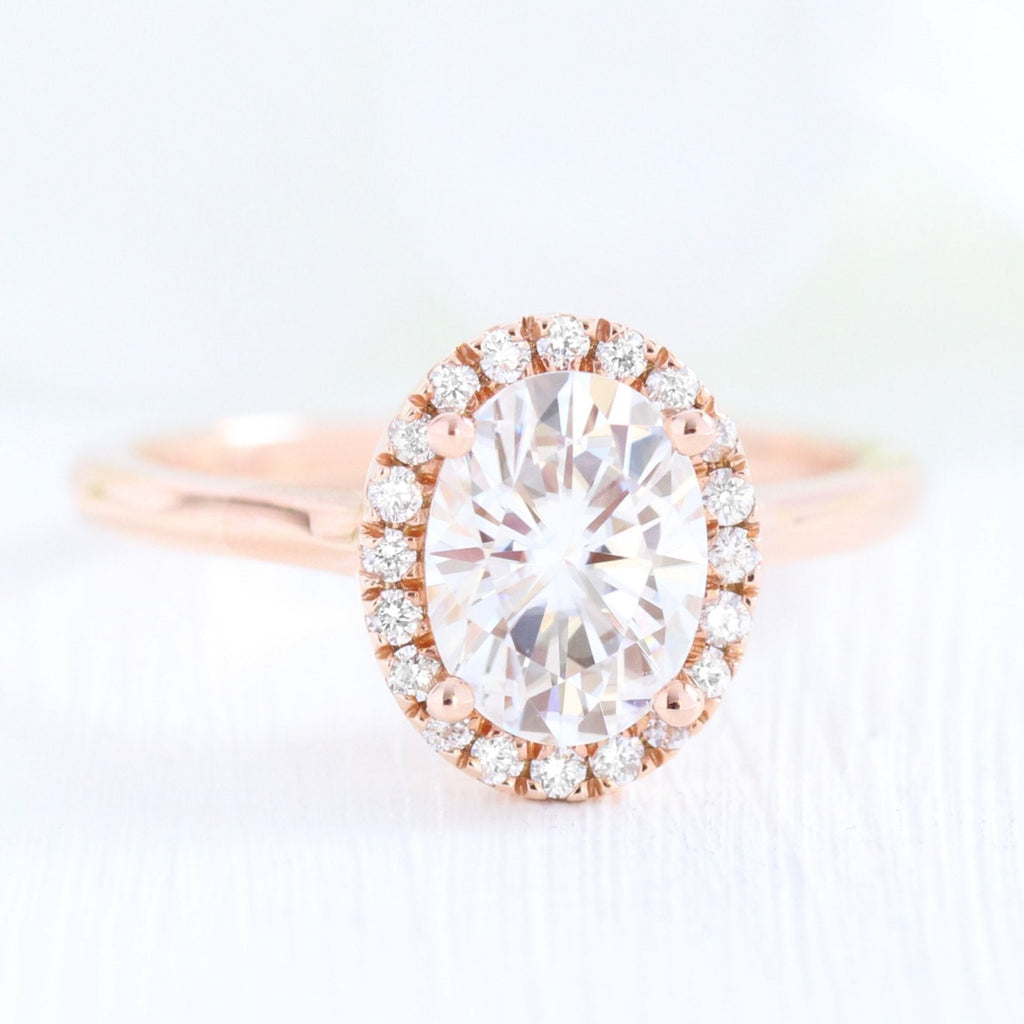1.50 CT Oval Cut Halo Style Moissanite Engagement Ring